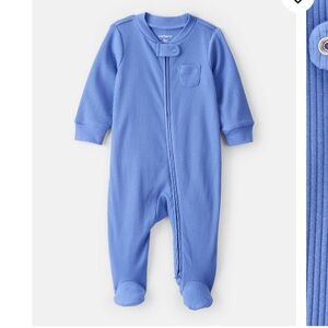 Carter's Blue Ribbed Footie Pajamas